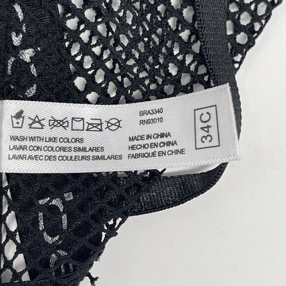 Bebe Intimates Bra Size 34C Black Lace Padded Longline Corset Mesh Back - Picture 2 of 7